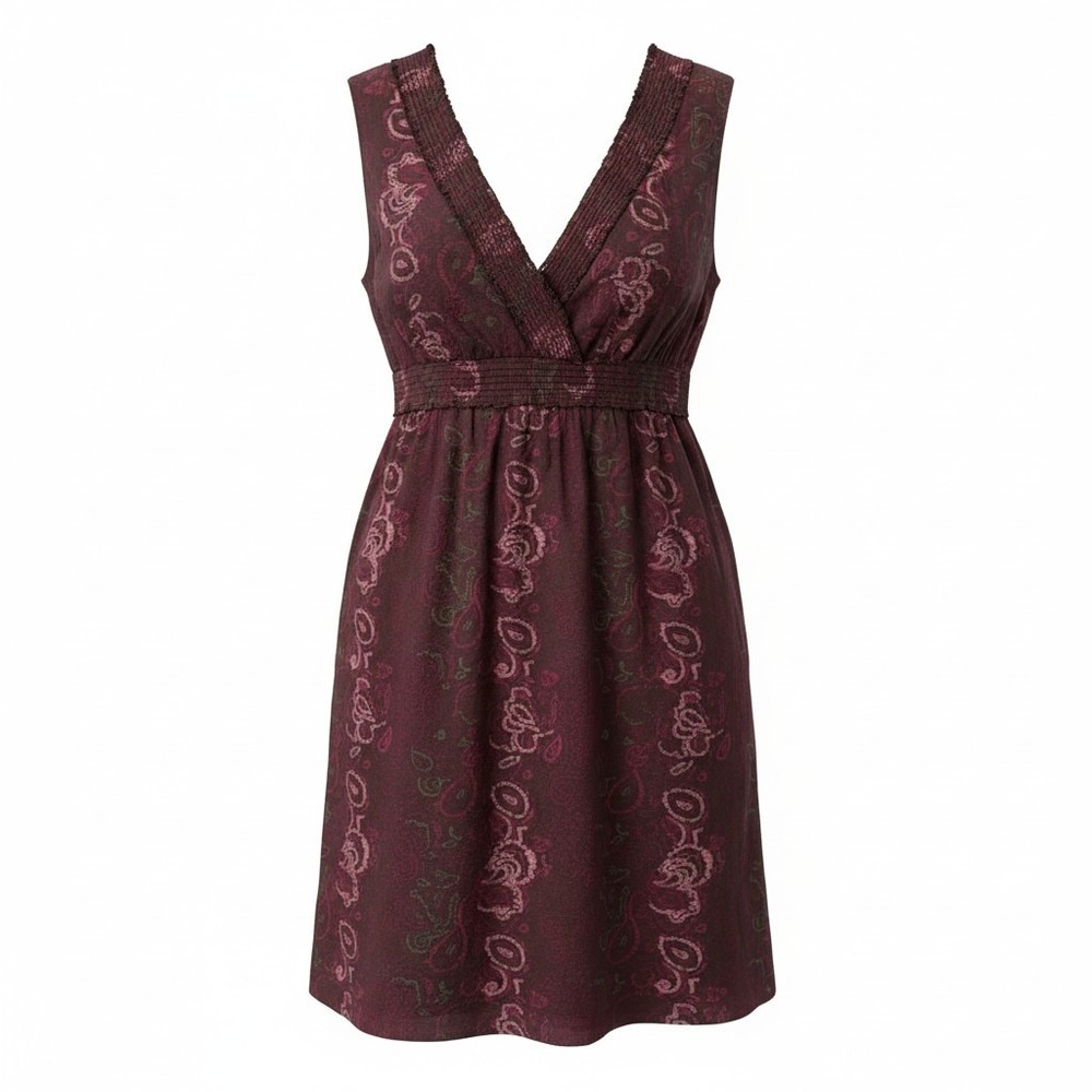 SONOMA Dress L Burgundy Paisley‎ Sleeveless Romantic Earthy Boho Cottagecore - Picture 2 of 16